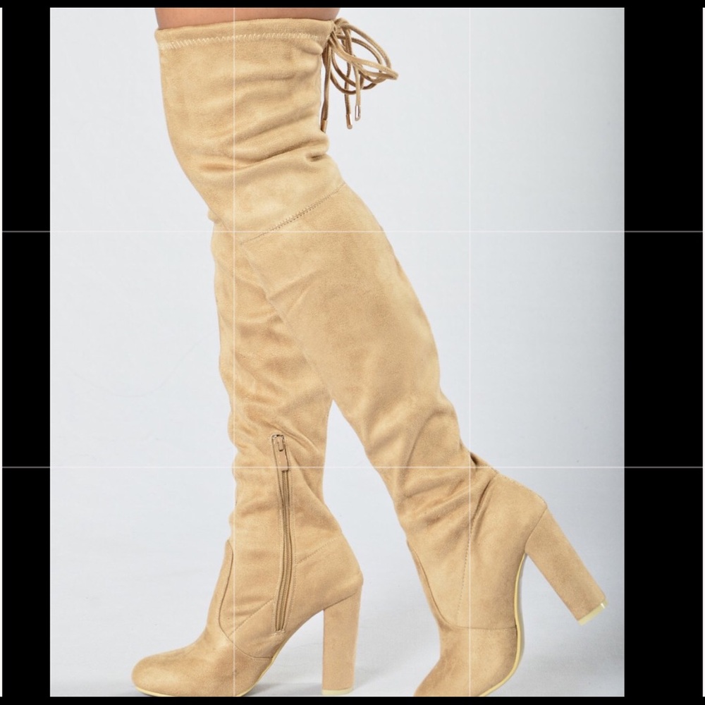 Thigh high boots.